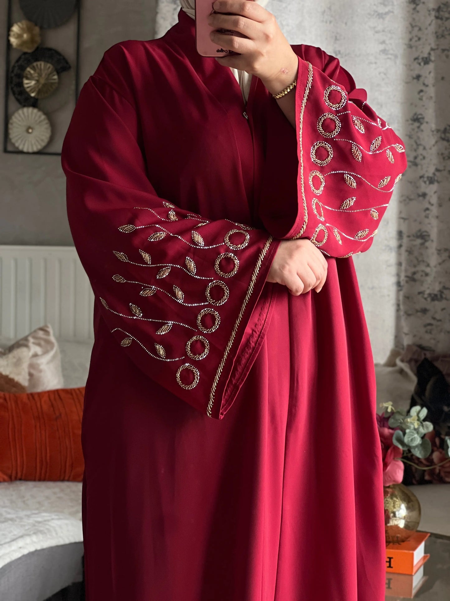 Abaya Loujain bordeaux JH Scarf