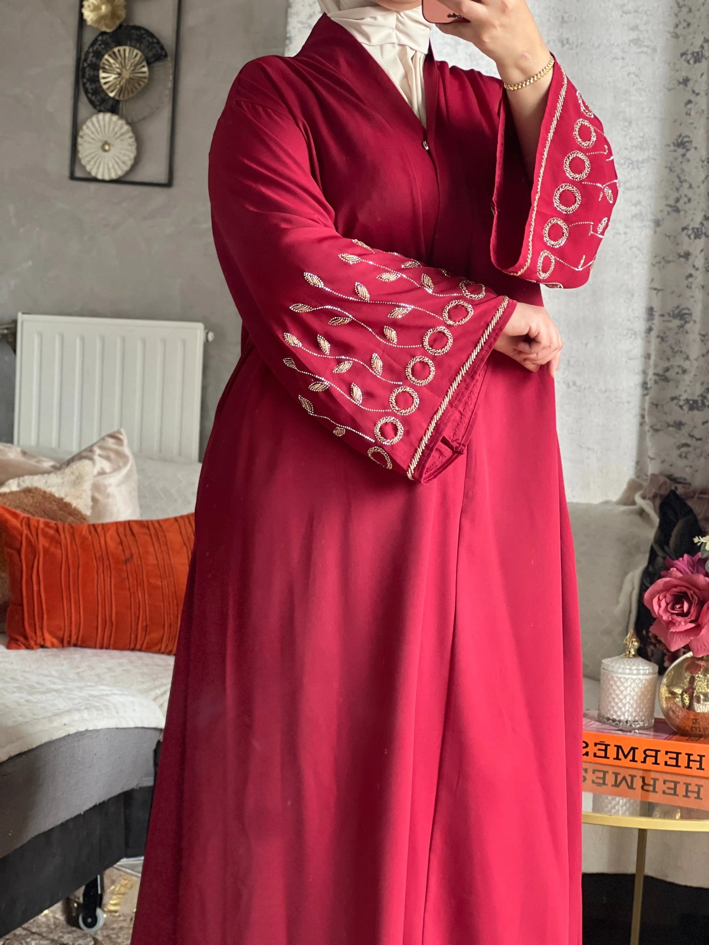 Abaya Loujain bordeaux JH Scarf