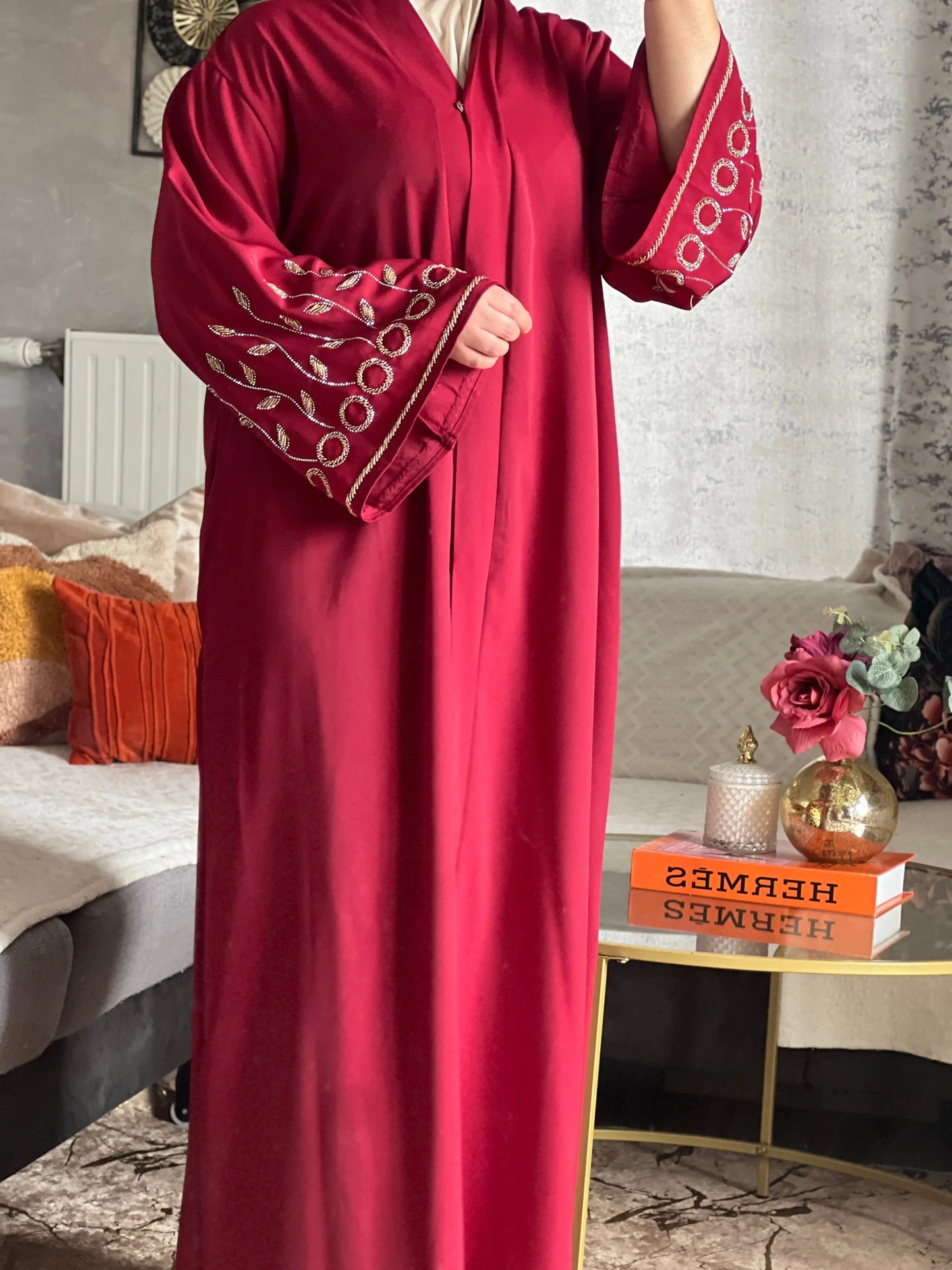 Abaya Loujain bordeaux JH Scarf