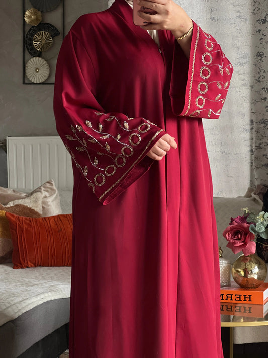 Abaya Loujain bordeaux JH Scarf