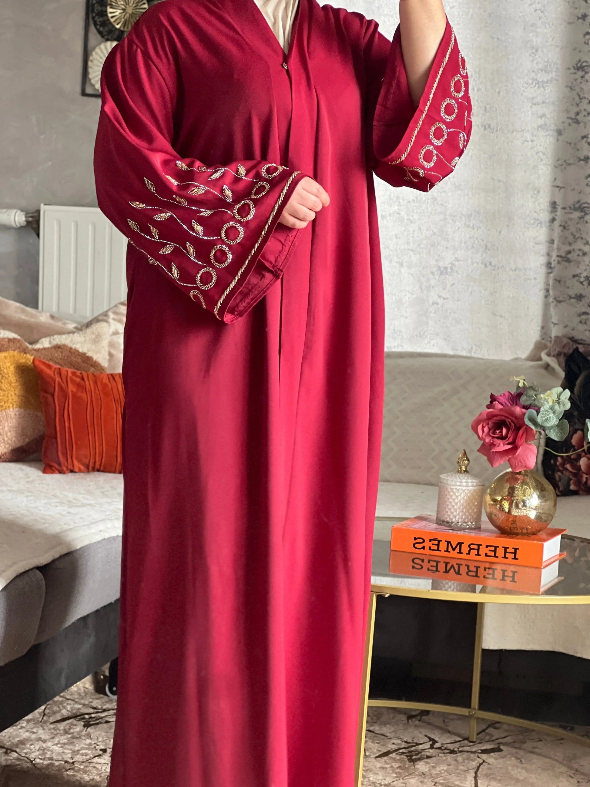 Abaya Loujain bordeaux JH Scarf